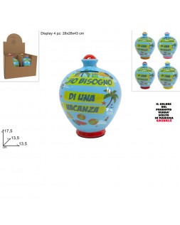 SALVADANAIO SALVADANARO TERRACOTTA BOMBATO CON FRASE ART.06701