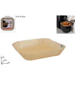 SET 50 PZ CARTA FORNO FOGLI FRIGGITRICE ARIA BIODEGRADABILI 23x23 cm ART.00822