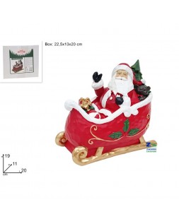 BABBO NATALE SU SLITTA CM 19 DECORAZIONE NATALIZIA PER INTERNO ART. 54500