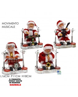 BABBO NATALE PUPAZZO CON STRUMENTI MUSICALI CM 18H CON MUSICA E MOVIMENTO