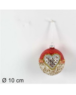 PALLA VETRO 10CM CUORE...